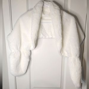 New Fluffy white shawl with brooch.